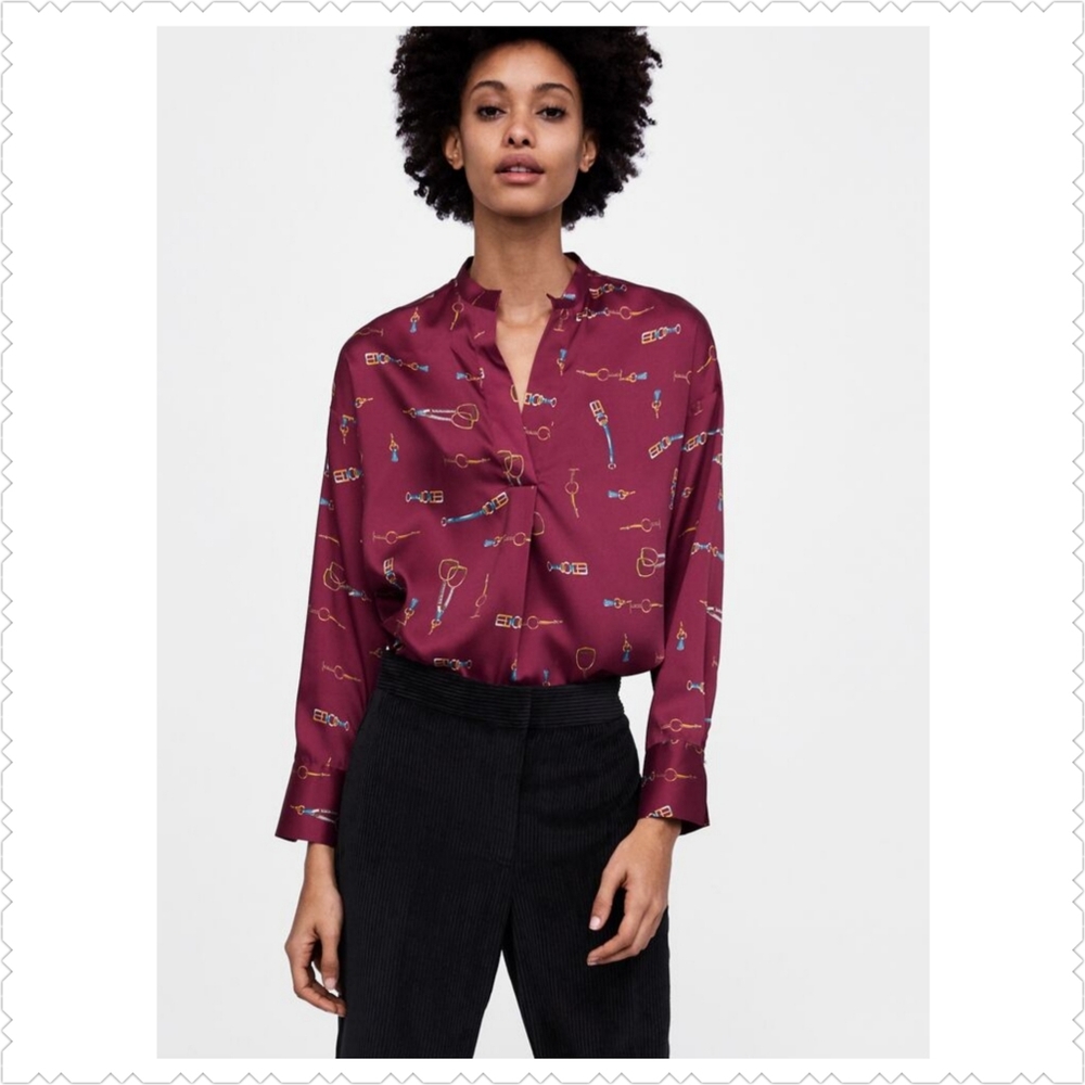 NWT Zara Women's Chain Print Top Size S - Picture 2 of 15